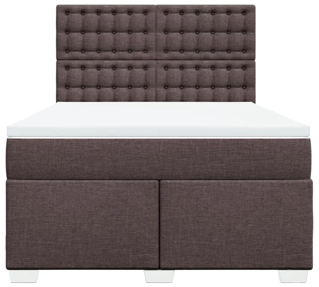 Cama com molas/colchão 140x200 cm tecido castanho-escuro