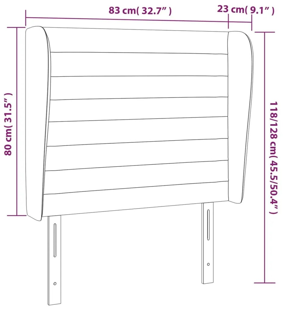 Cabeceira cama c/ abas veludo 83x23x118/128 cm cinzento-escuro