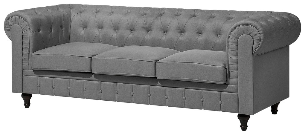 Conjunto de sofás com 4 lugares em tecido cinzento claro CHESTERFIELD BIG Beliani