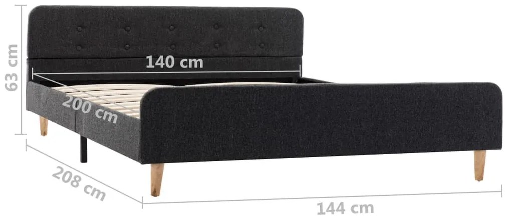 Estrutura de cama 140x200 cm serapilheira cinzento-escuro