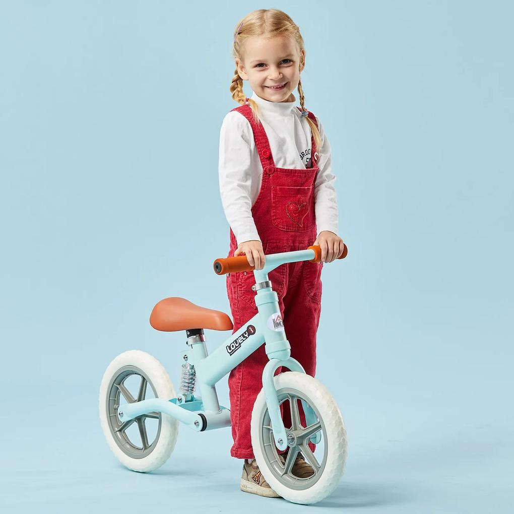 HOMCOM Bicicleta sem Pedais para Crianças entre 2-5 Anos Bicicleta de Equilíbrio com Assento Ajustável Rodas Antiderrapantes Carga Máxima 25kg 85x36x54cm Azul