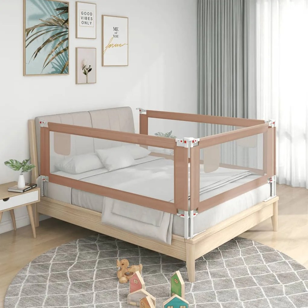 10223 vidaXL Barra segur. p/ cama infantil tecido 190x25cm cinza-acastanhado