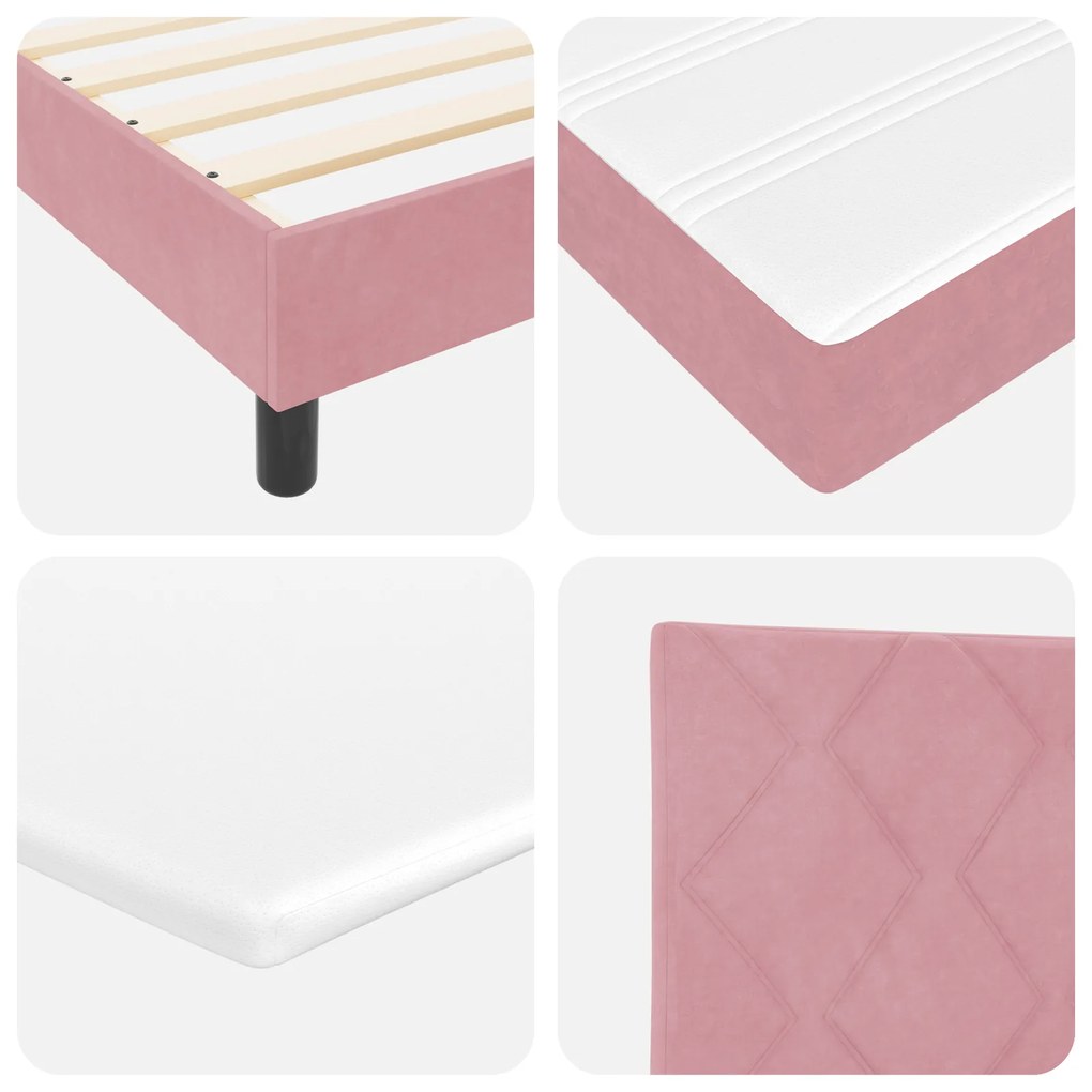 Camas Box com Colchão Rosa Pequeno Duplo Veludo