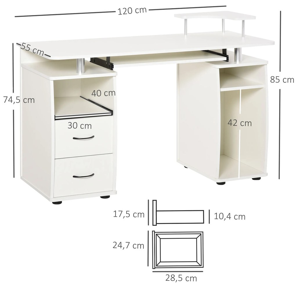 Secretária de Canto – Modelo Uppsala – 120x55x85 – Moderna – Branco