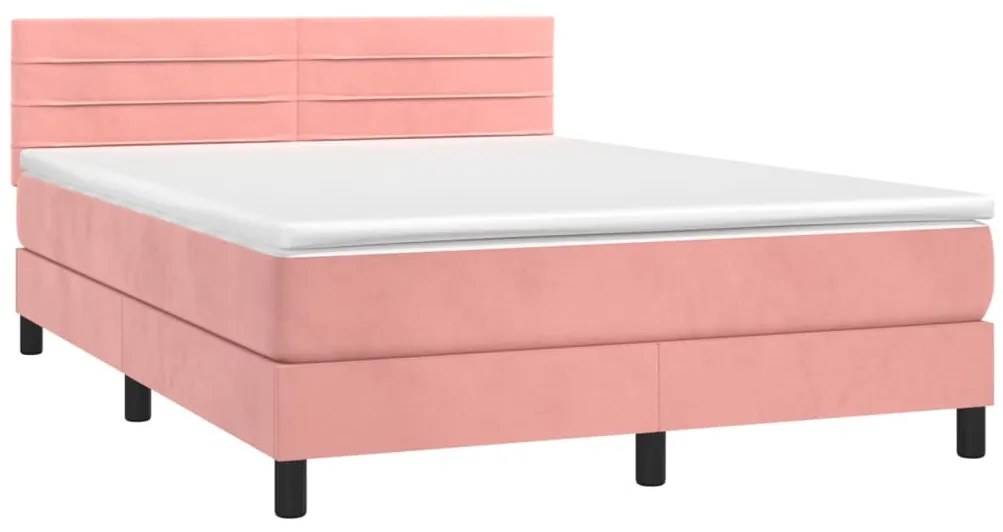 Cama com molas/colchão 140x200 cm veludo rosa
