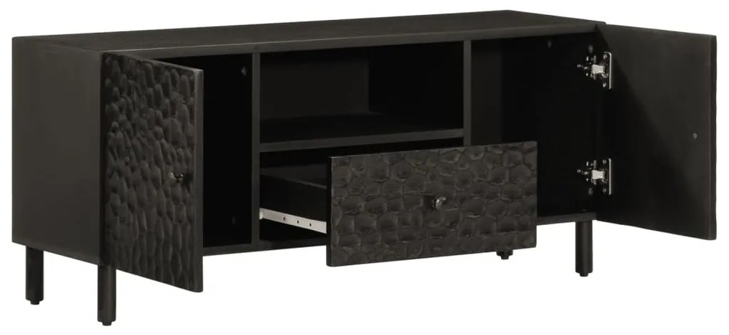 Móvel de TV 105x33x46 cm madeira de mangueira maciça preto