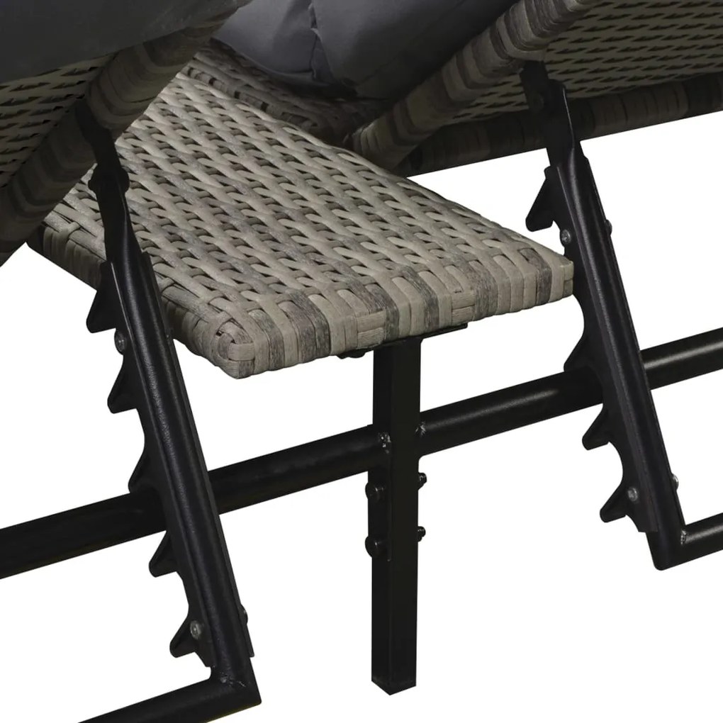 5 pcs conjunto lounge de jardim c/ almofadões vime PE cinzento