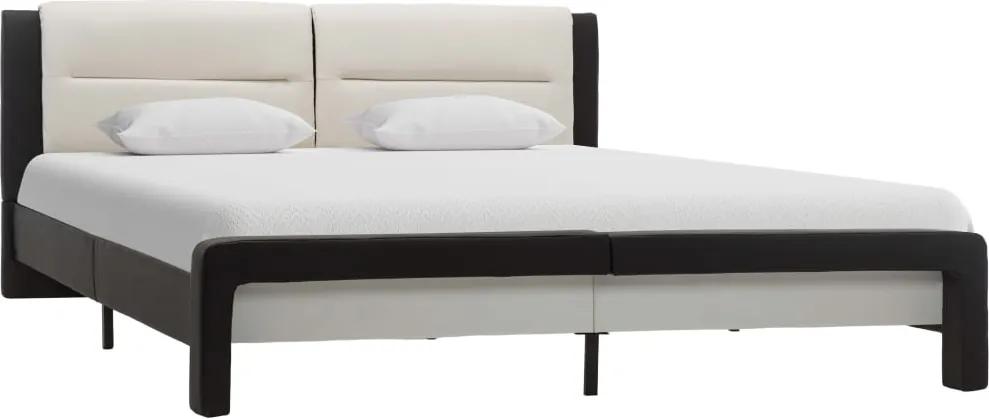 Estrutura de cama 120x200 cm couro artificial preto e branco
