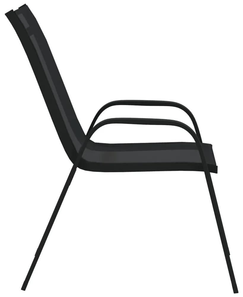 Cadeiras de jardim empilháveis 4 pcs textilene preto
