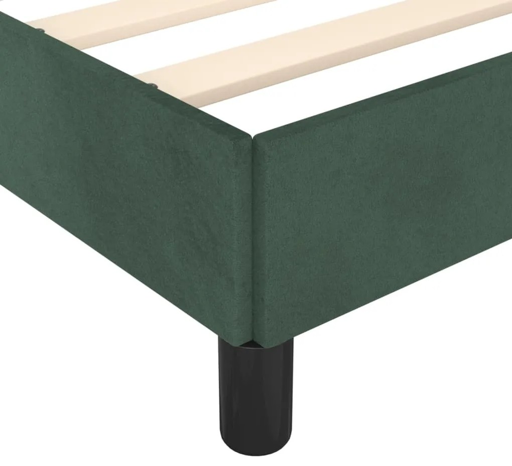 Estrutura de cama c/ cabeceira 140x190 cm veludo verde-escuro