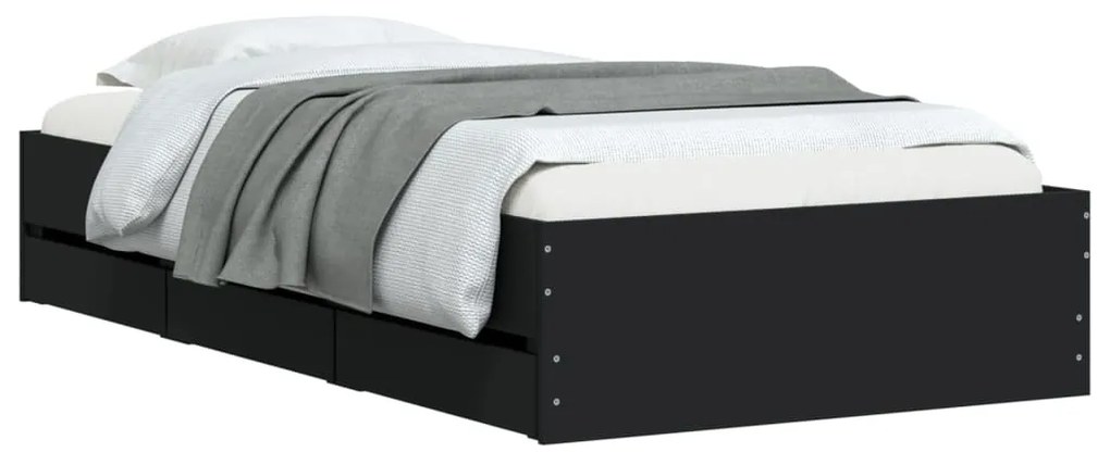 Estrutura cama c/ gavetas 90x190 cm derivados de madeira preto