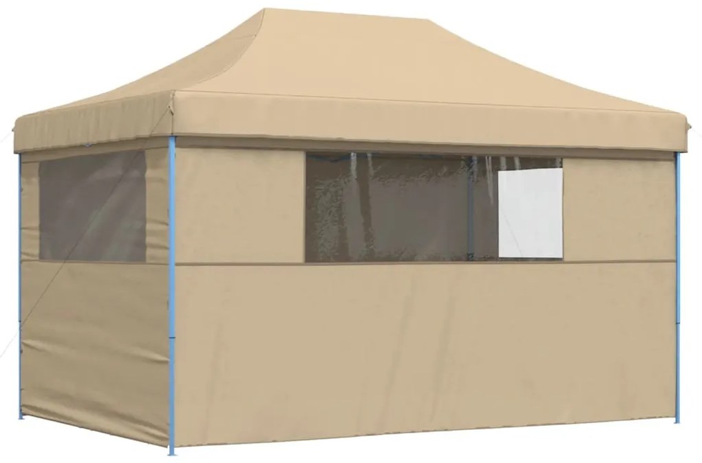 Tenda para festas pop-up dobrável com 4 paredes laterais bege