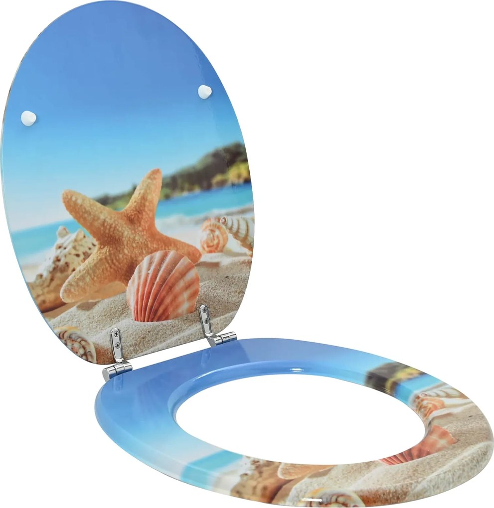 vidaXL Assento de Sanitário com Fechamento Suave Azul Claro 44 x 38 cm