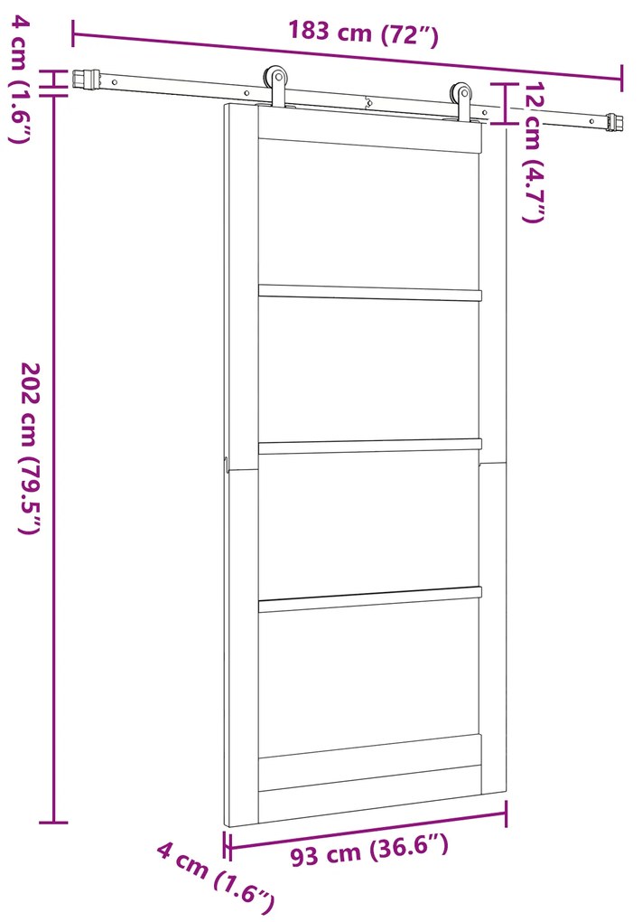 Porta Deslizante vidaXL com Conjunto de Ferragens Branca 93x202 cm Mad