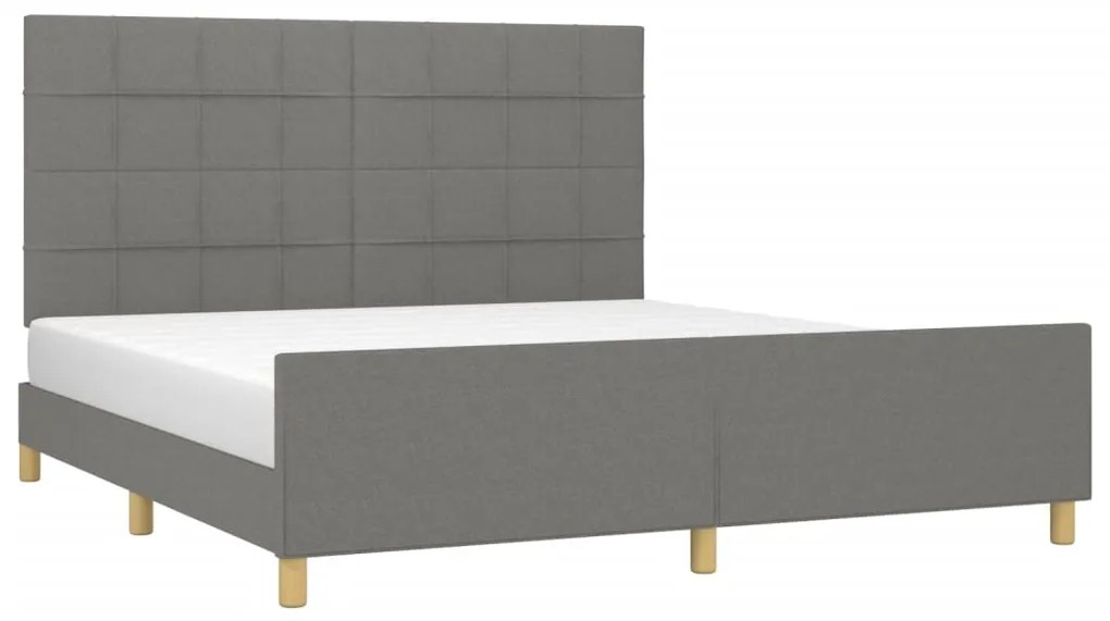 Estrutura de cama sem colchão 180x200 cm tecido cinzento-escuro