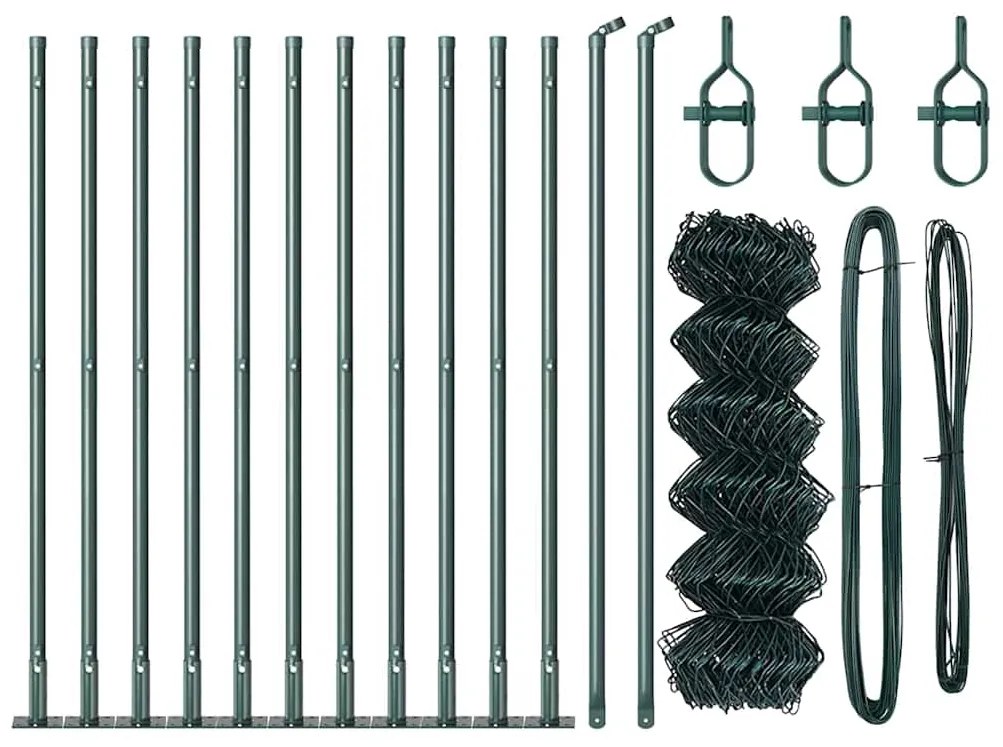 Conjunto de Postes de Cerca Prateado 25 x 0.4 m Aço Galvanizado