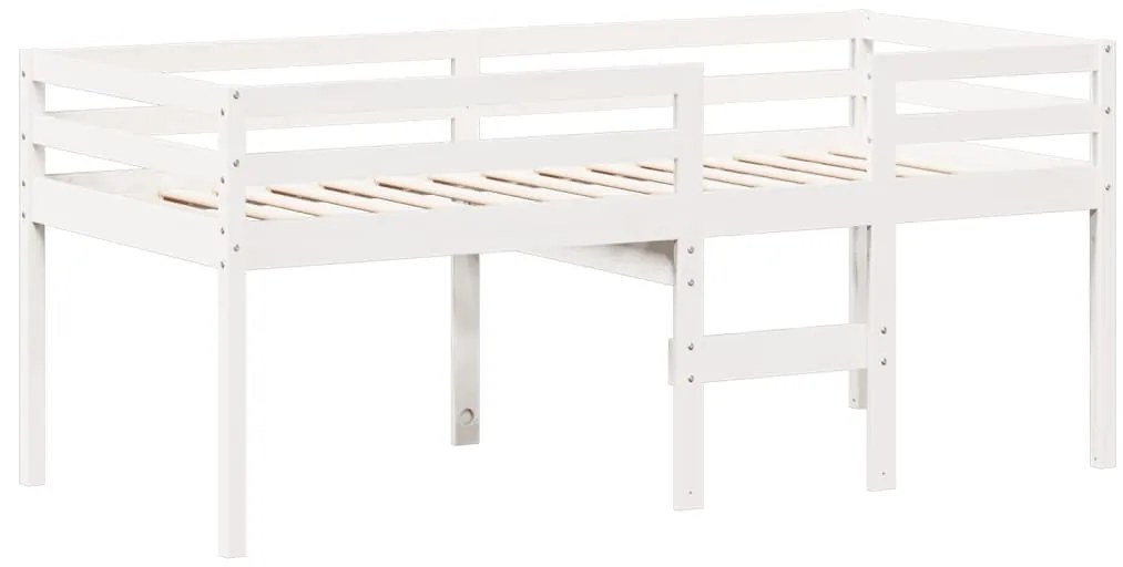 Cama alta com telhado 75x190 cm pinho maciço branco