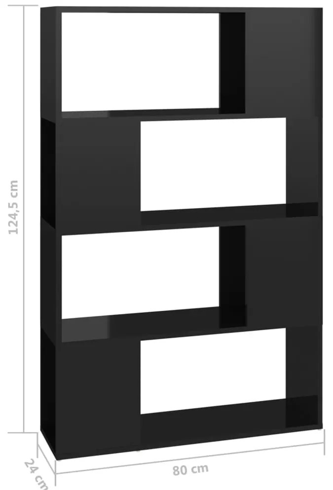 Estante/divisória 80x24x124,5 cm preto brilhante