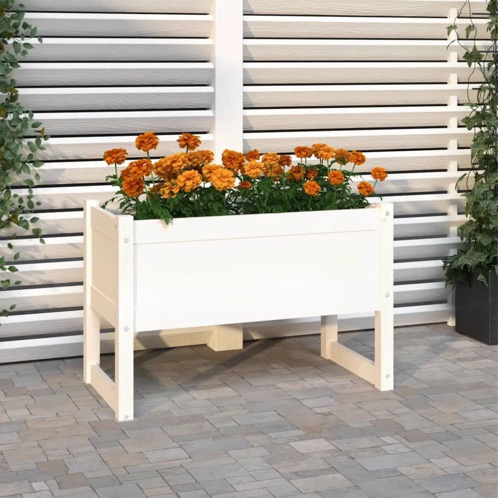 822118 vidaXL Vaso/floreira 78x40x52 cm pinho maciço branco