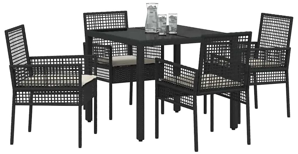 Conjunto de Jantar para Jardim 5 pcs Preto 90 x 90 x 75 cm