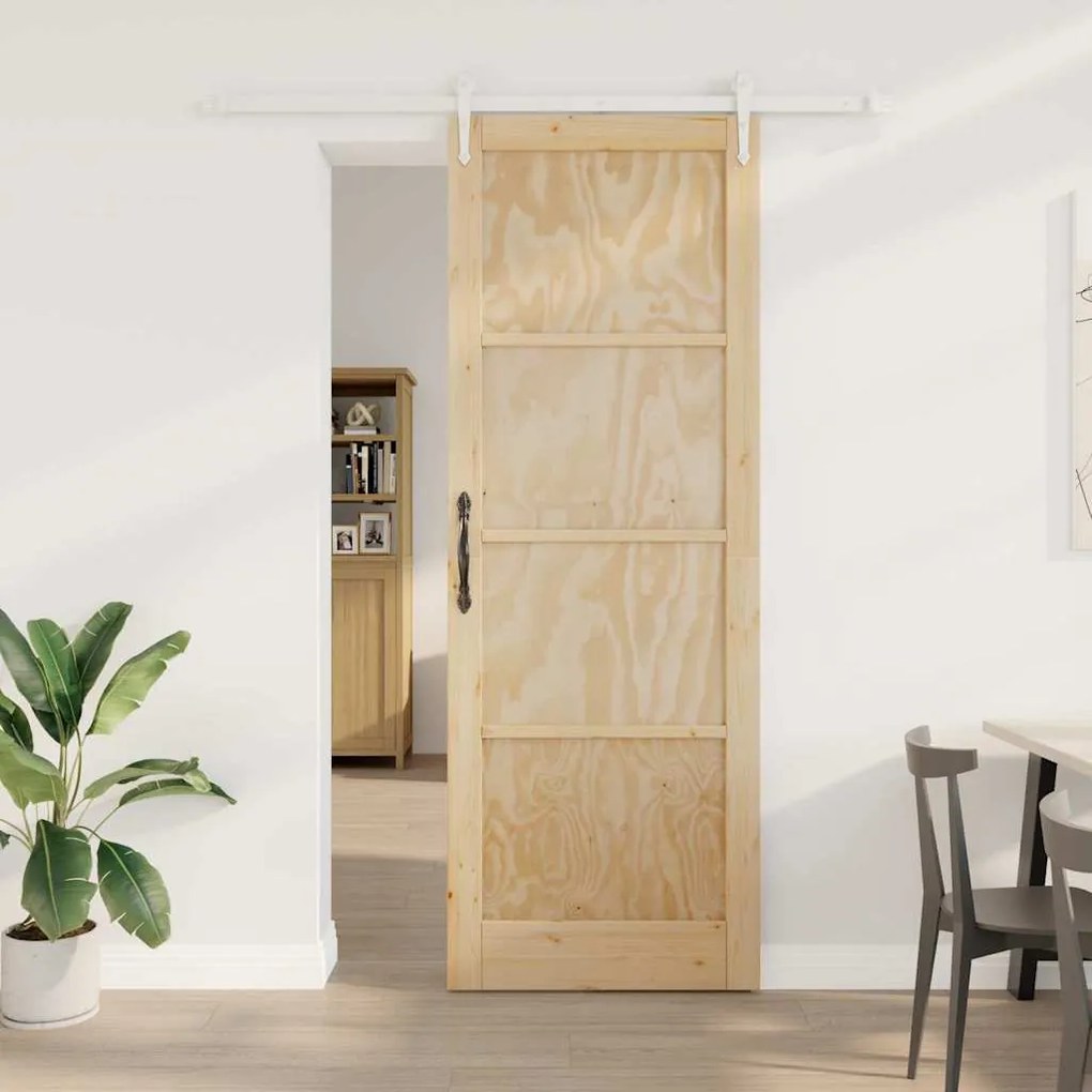 vidaXL Porta Deslizante Manual Natural e branco 83 x 232 cm