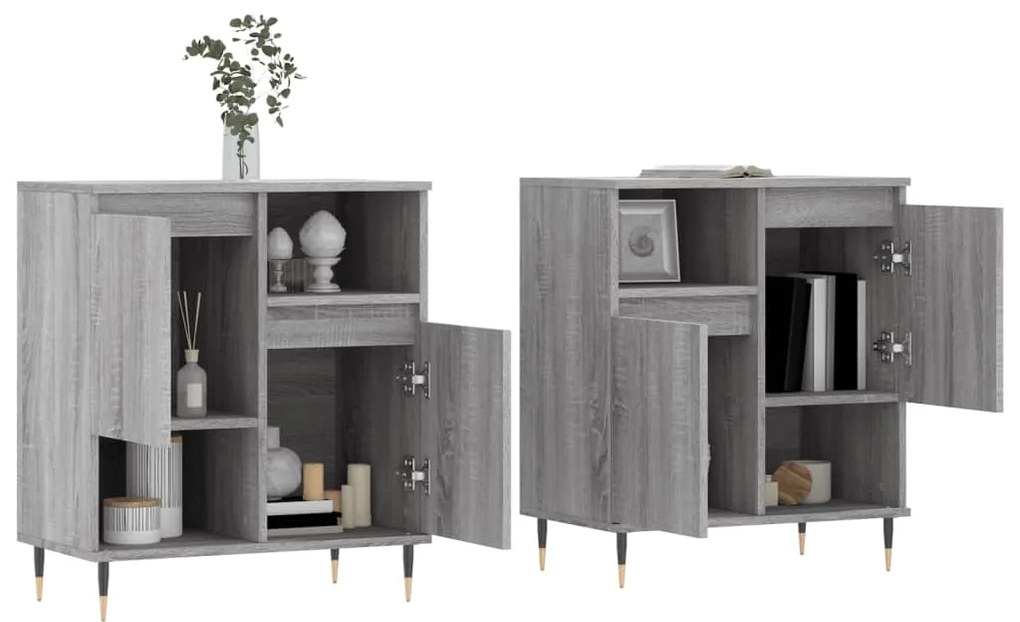 Aparadores 2 pcs derivados de madeira cinzento sonoma