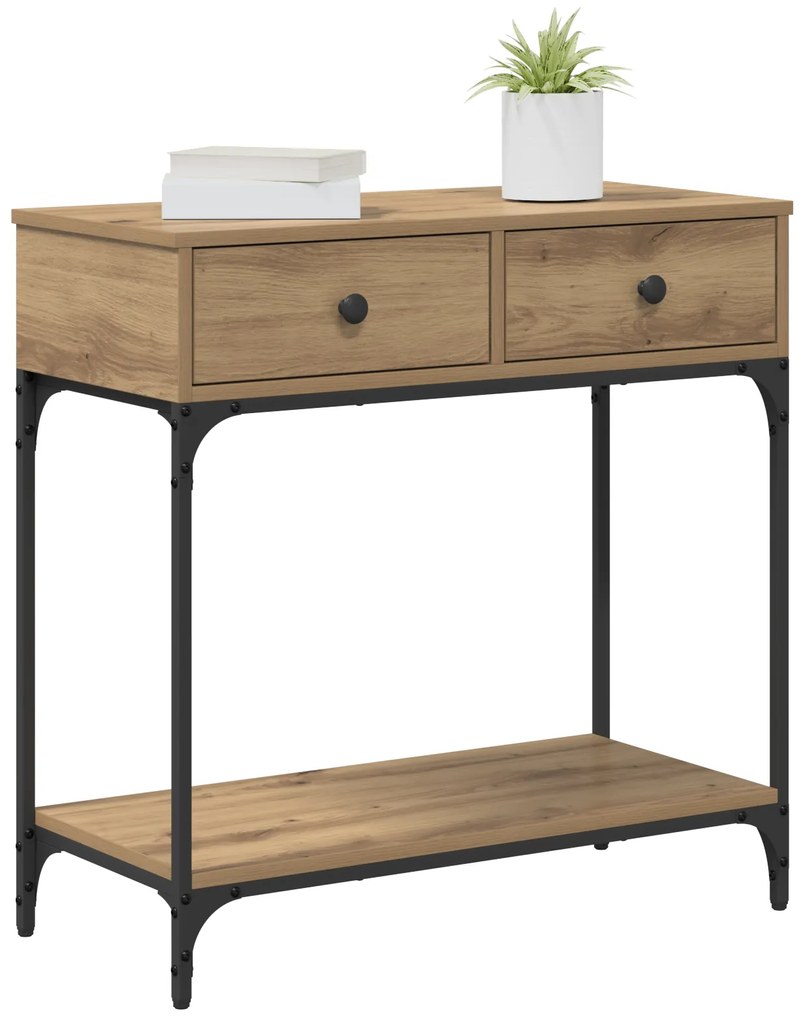 Mesa de Console Carvalho Artesanal 75x34.5x75 cm Madeira de Engenharia