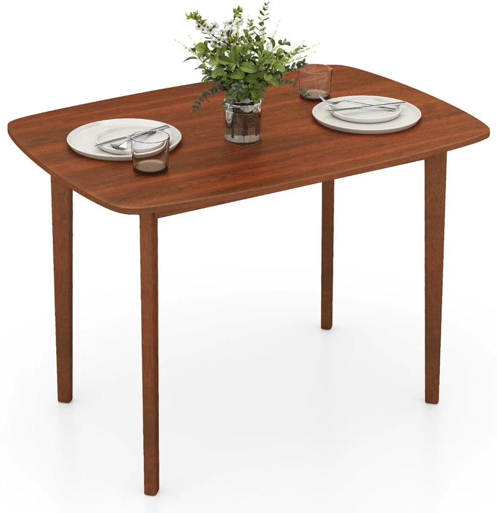 Mesa de jantar em madeira para 2-4 pessoas com pernas em madeira de borracha estilo rústico para espaços pequenos em apartamentos Castanho