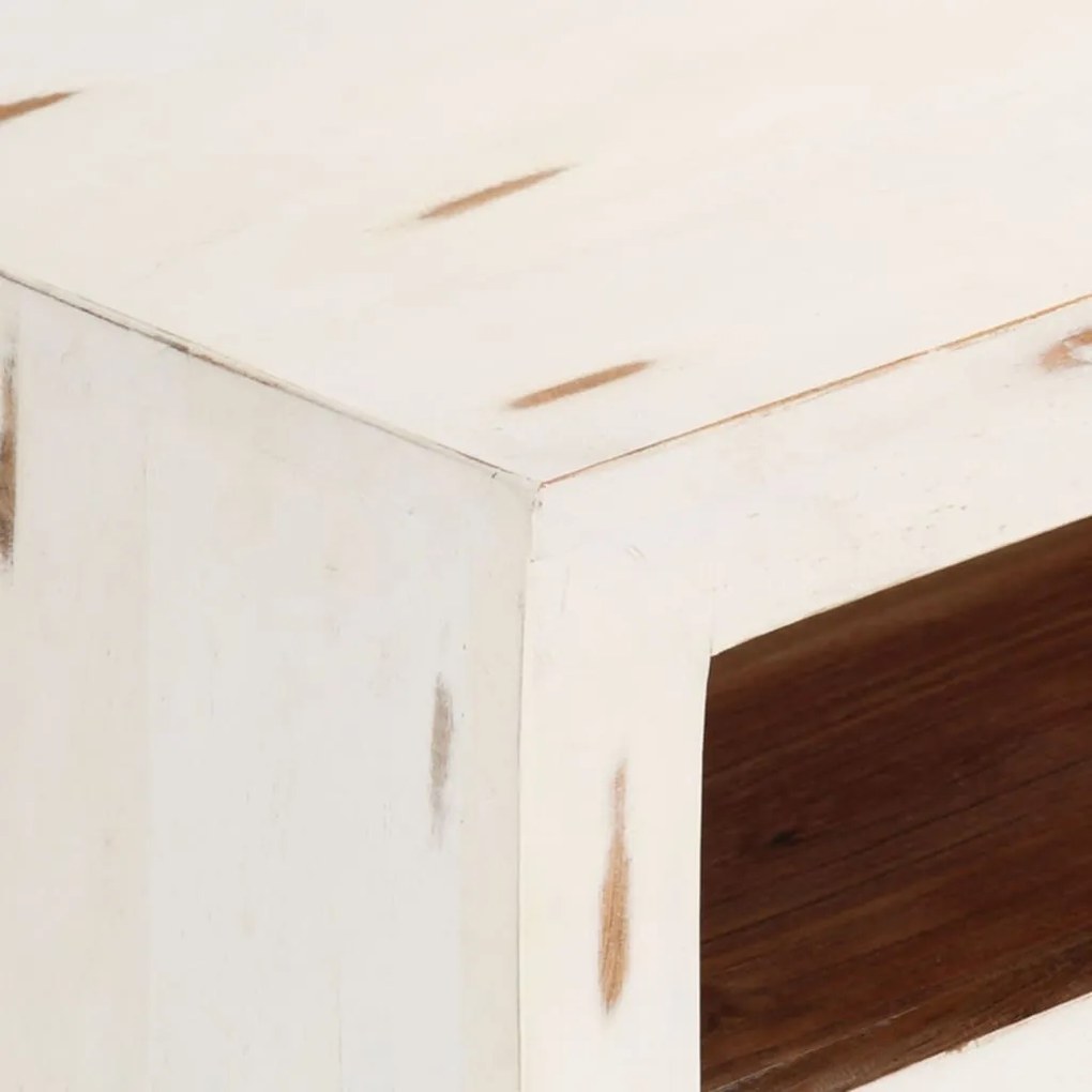 Móvel de TV madeira de acácia maciça 110x30x40 cm branco