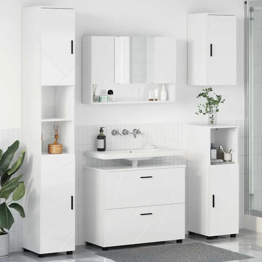 vidaXL Conjunto de Móveis para Banheiro 5 pcs Branco brilhante