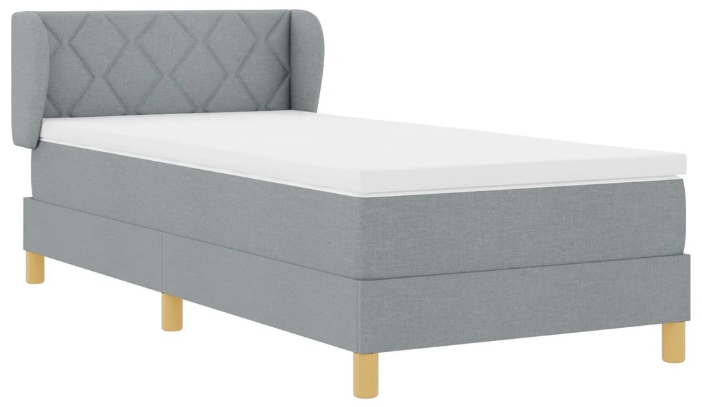 Cama Box com Colchão vidaXL - Cinza Claro, 90x200 cm, Tecido
