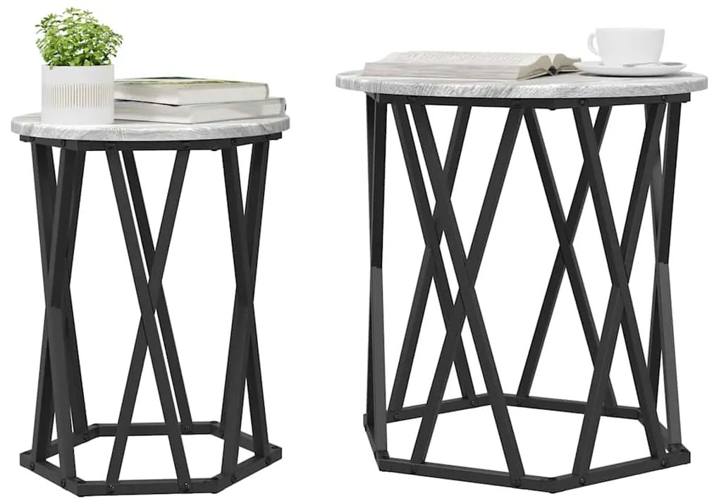 Mesas de Apoio vidaXL 2 pcs Cinza Sonoma Madeira Engenharia