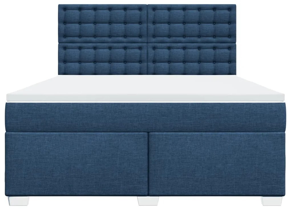Cama com molas/colchão 180x200 cm tecido azul