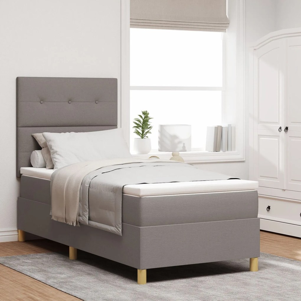 Cama Box com Colchão Taupe 100x200 cm Tecido