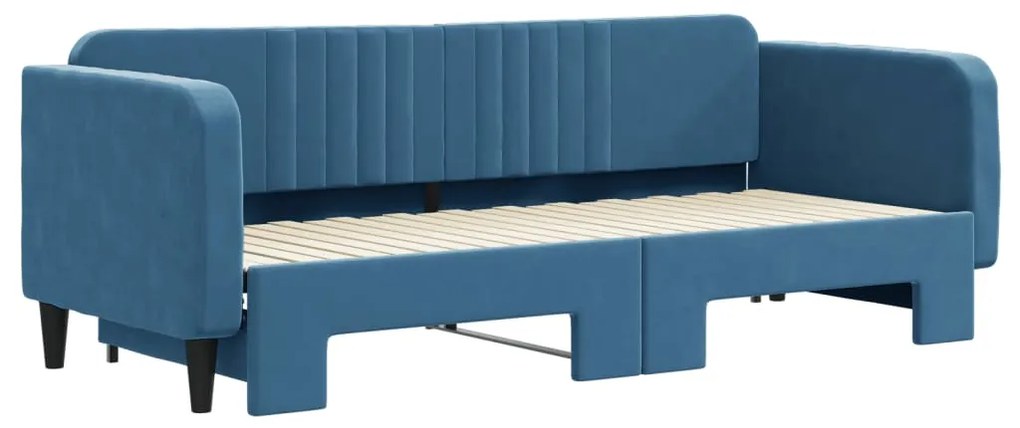 Sofá-cama com gavetão 80x200 cm veludo azul