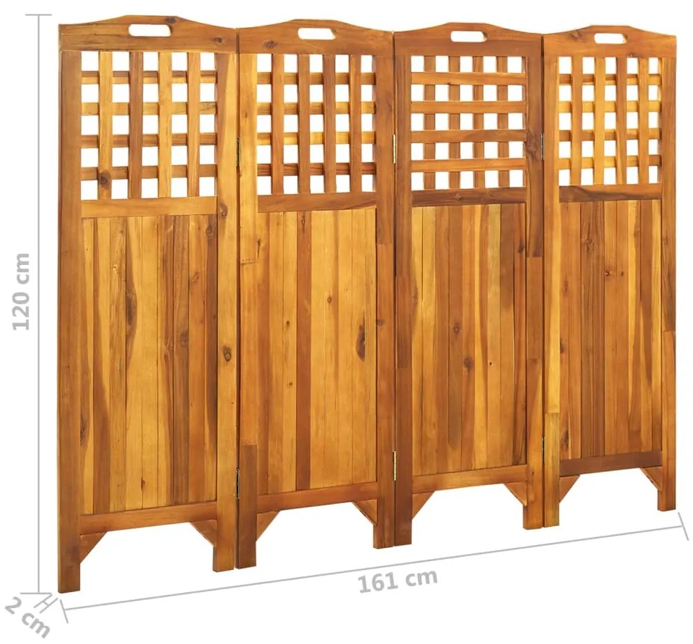 Biombo com 4 painéis 161x2x120 cm madeira de acácia maciça