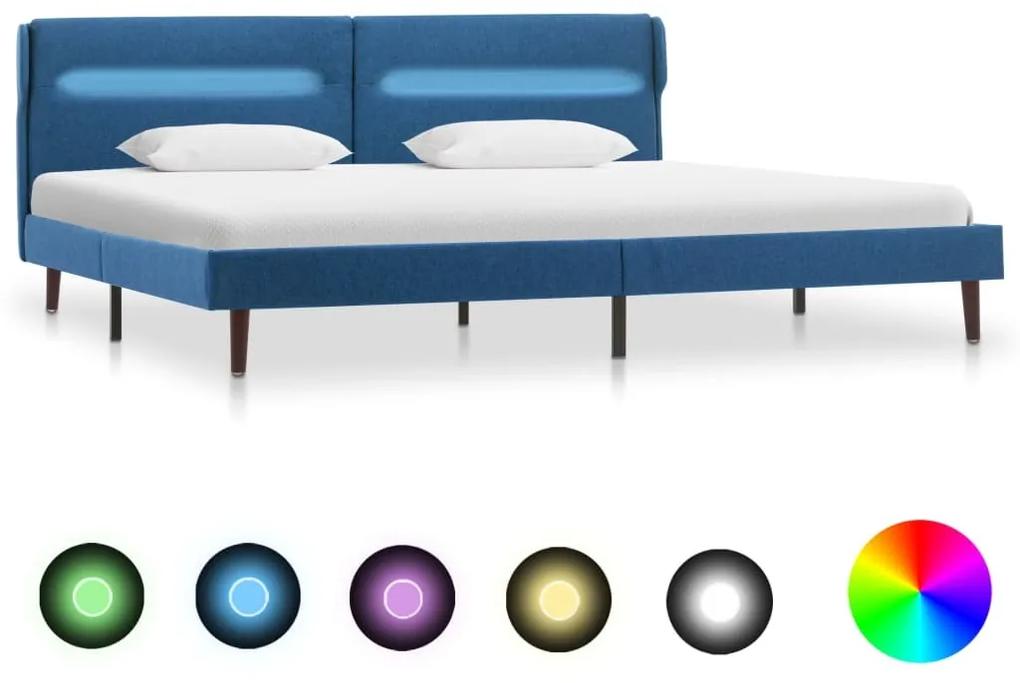 Estrutura de cama com LED tecido 180x200 cm azul
