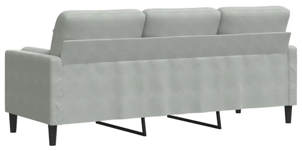 Sofá 3 lugares + almofadas decorativas 180cm veludo cinza-claro