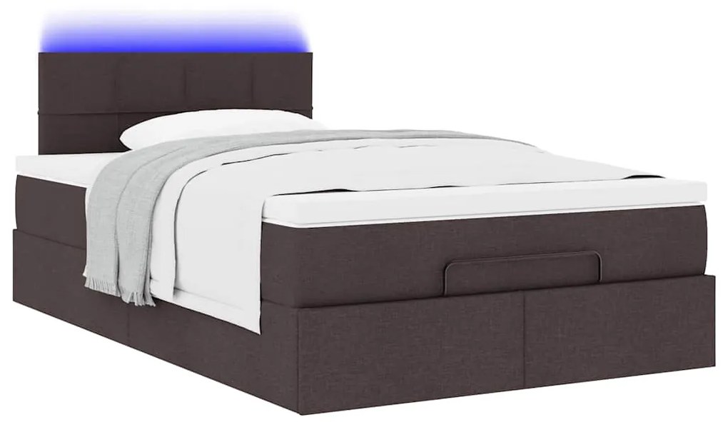 Estrutura de cama otomana com colchão 120x190cm castanho escuro