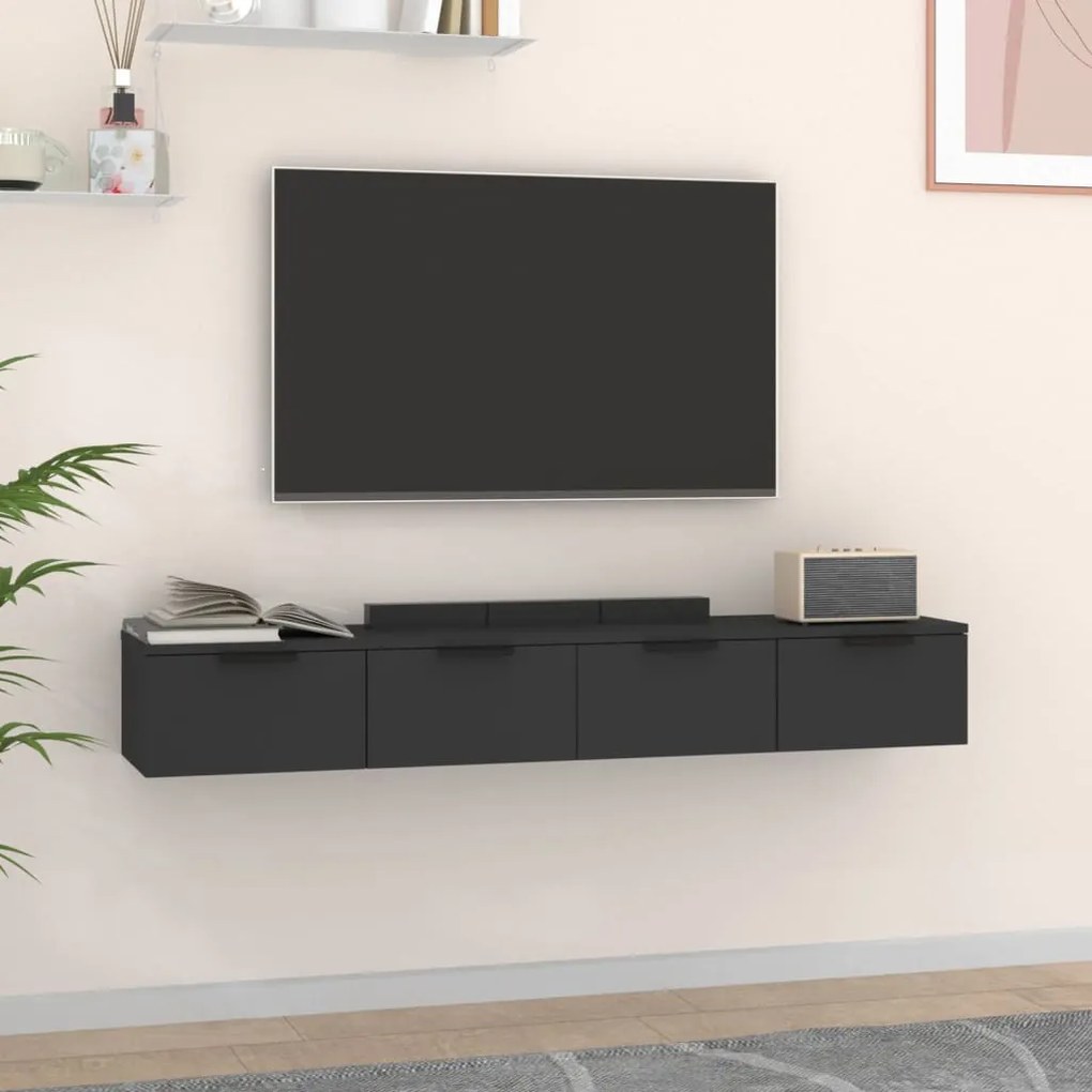 vidaXL Armários de parede 2 pcs 68x30x20 cm derivados de madeira preto