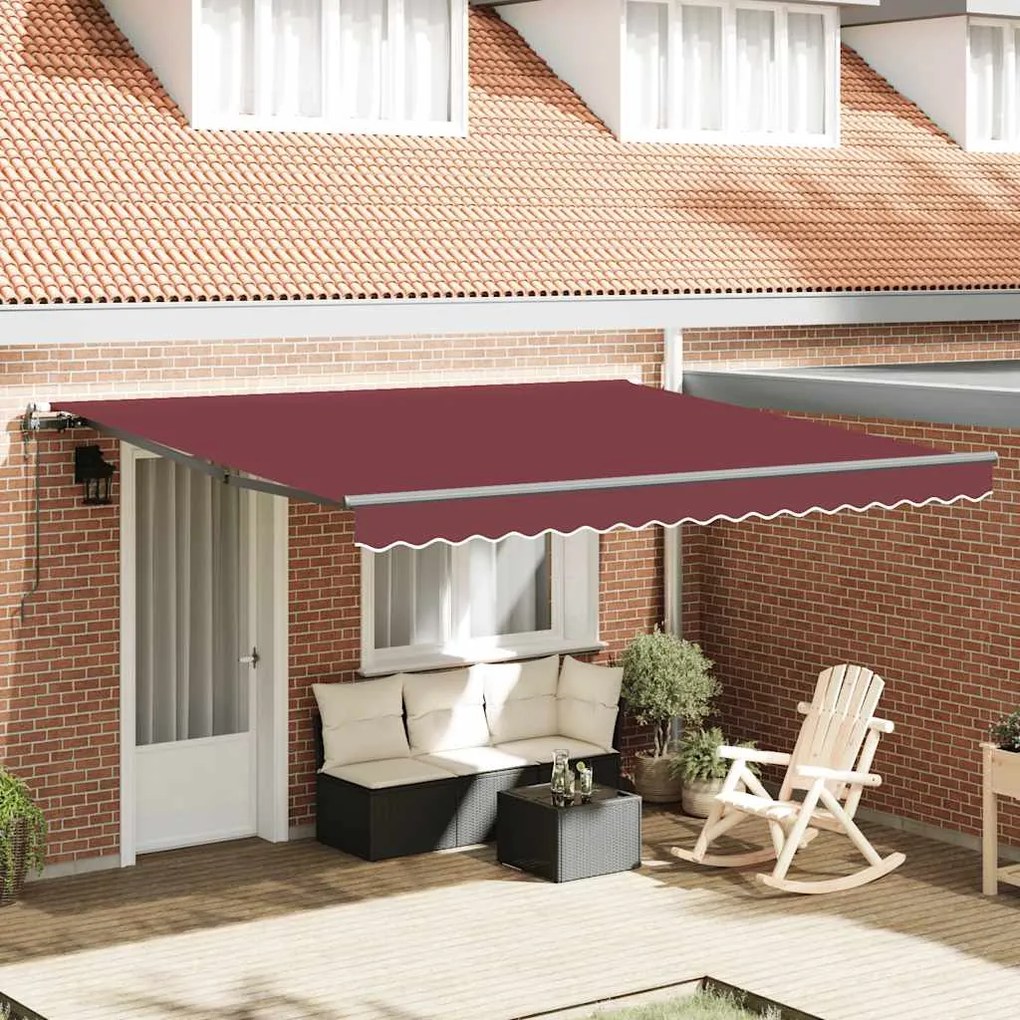vidaXL Toldo retrátil automático 400x300 cm bordô