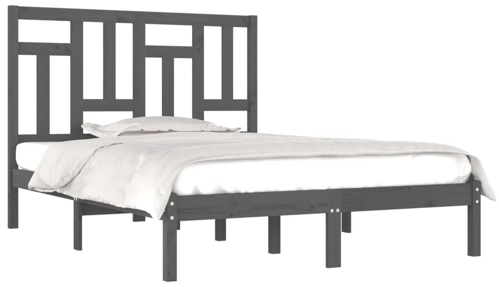 Estrutura de cama 200x200 cm pinho maciço cinzento