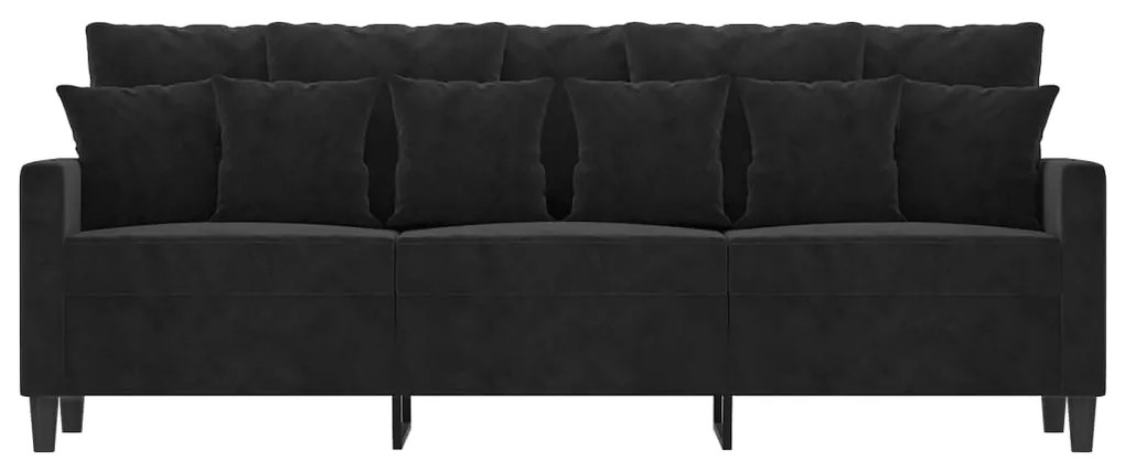 Sofá de 3 lugares 180 cm veludo preto