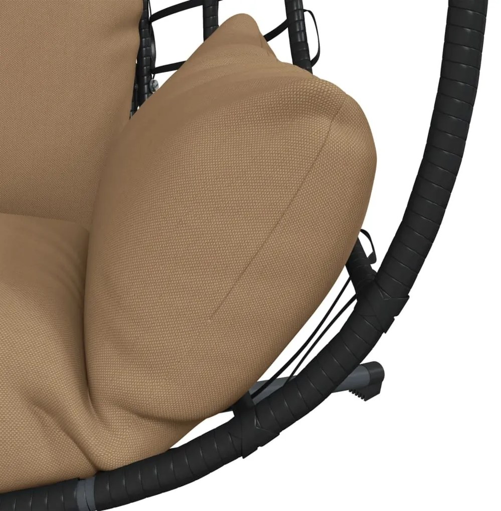 Cadeira em forma de ovo suspensa c/ suporte vime/aço antracite