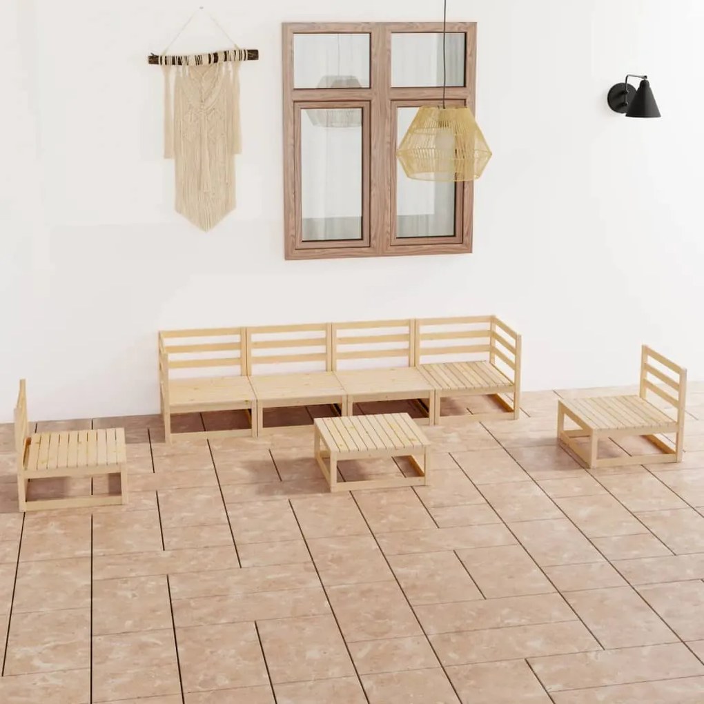 vidaXL 7 pcs conjunto lounge de jardim pinho maciço