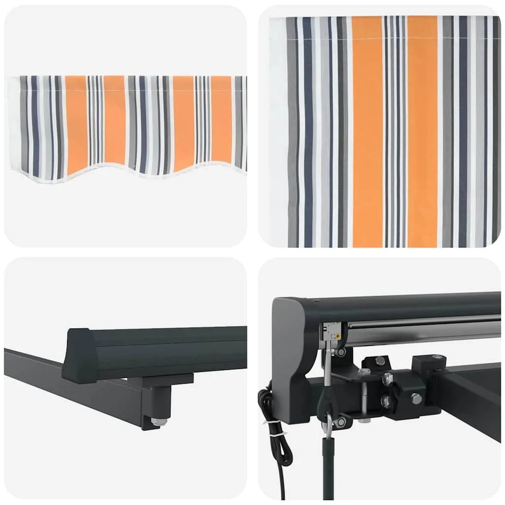Toldo Retrátil Manual Azul Marinho 450x300 cm Alumínio e Tecido