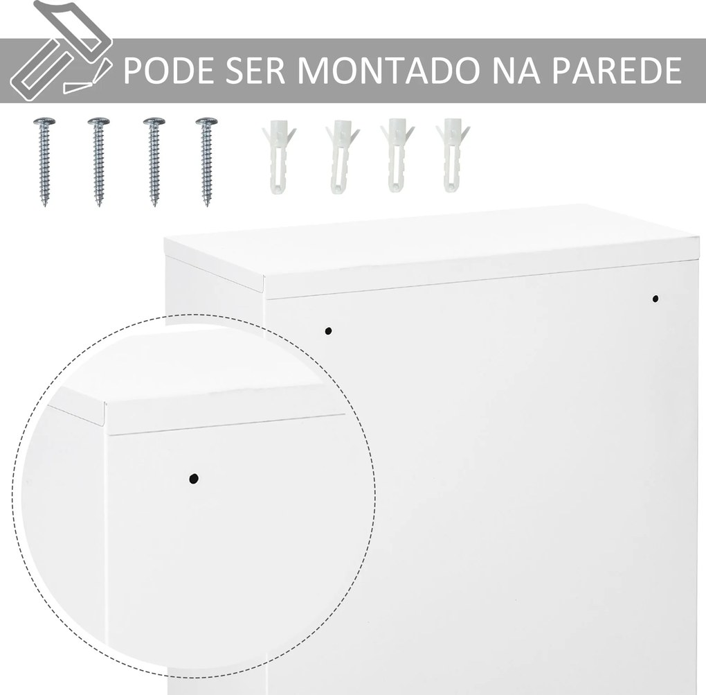 Armário Farmácia de Parede com 3 Prateleiras de Armazenamento e Fechadura com 2 Chaves 40x18x60cm Branco