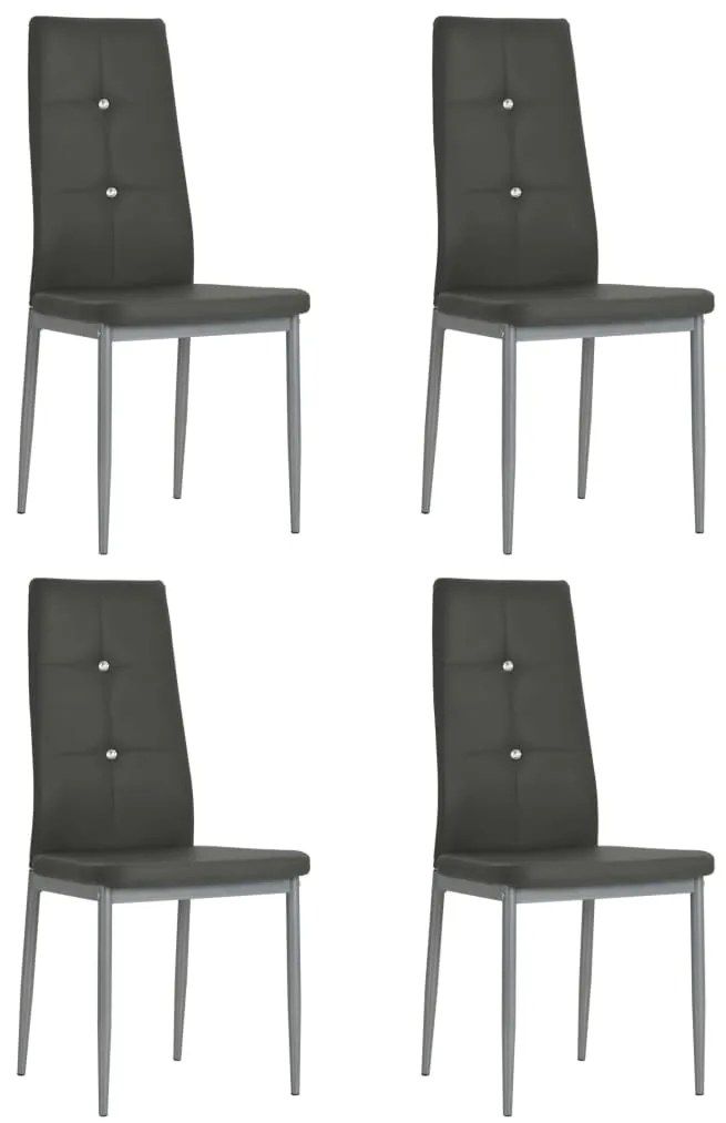 246186 vidaXL Cadeiras de jantar 4 pcs couro artificial cinzento