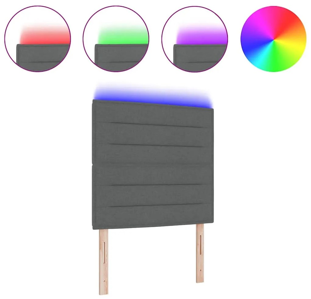 Cabeceira LED Design Linhas Cinza Escuro 90 cm Tecido
