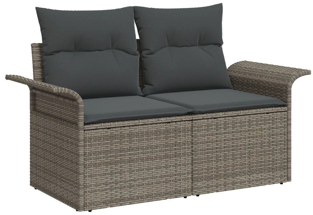 Conjunto de Sofás para Jardim vidaXL com Almofadas Cinza Vime PE, Sofá